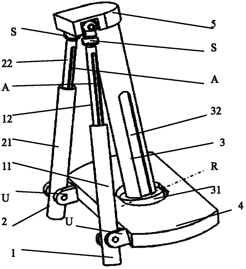 Two-degree-of-freedom spatial parallel mechanism for realizing one-dimensional rotation and one-dimensional movement