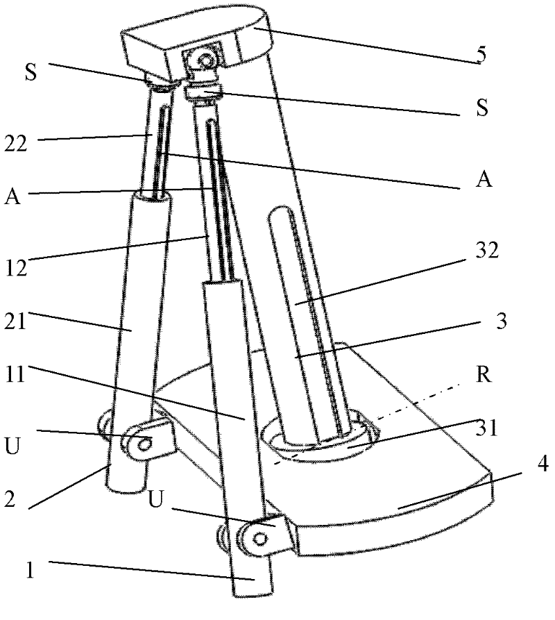 Two-degree-of-freedom spatial parallel mechanism for realizing one-dimensional rotation and one-dimensional movement