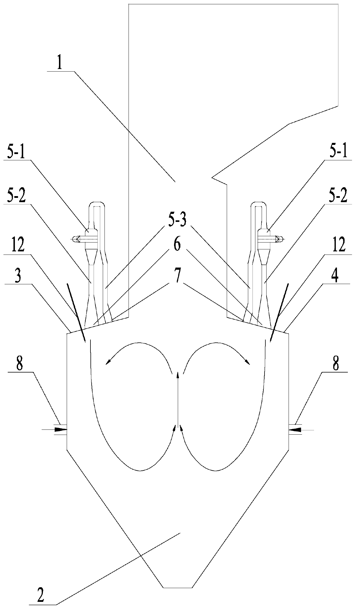 W-flame boiler adopting slit type combustor