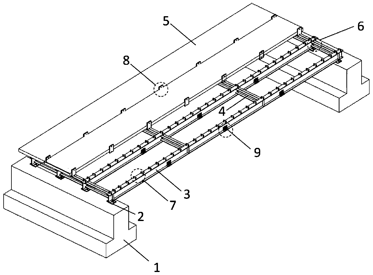 Modularized steel-concrete combined bridge model and method for bridge damage identification test