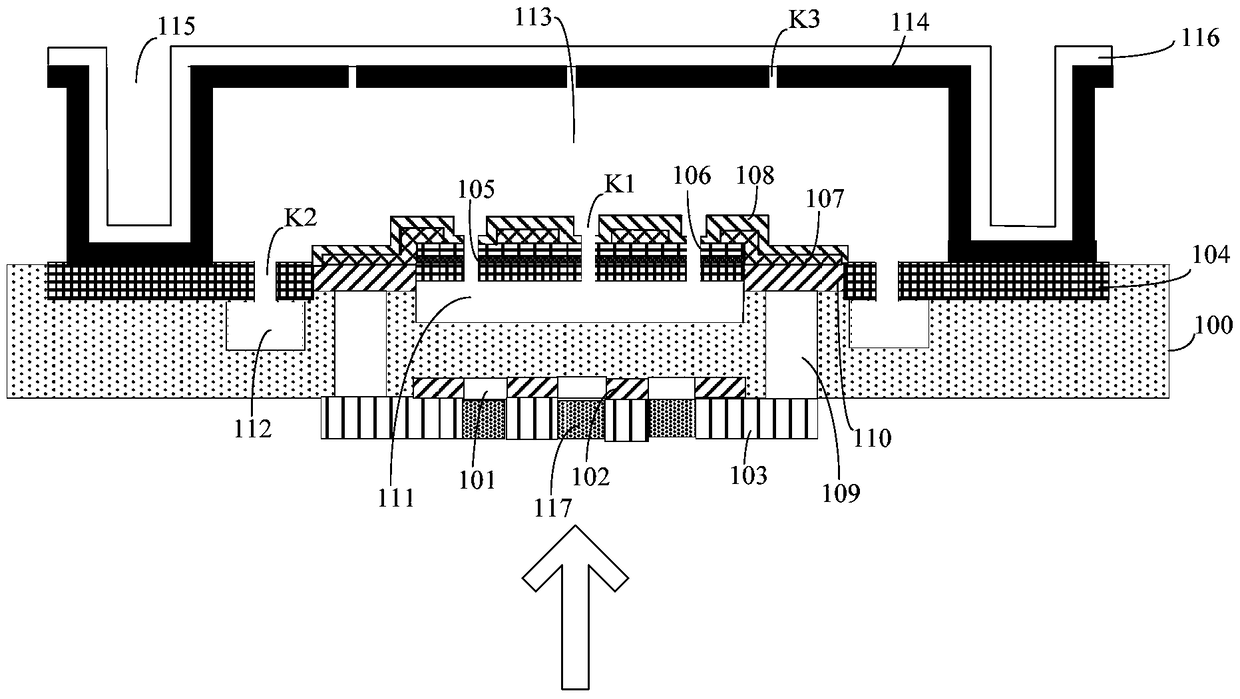 Visible-infrared hybrid imaging detector pixel structure and its preparation method