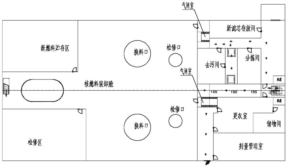 Overall arrangement structure of reactor cabin of water surface nuclear power ship