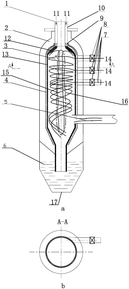 Device and method for gasifying pulverized coal through stratified strong rotation of gasifying agents along furnace height