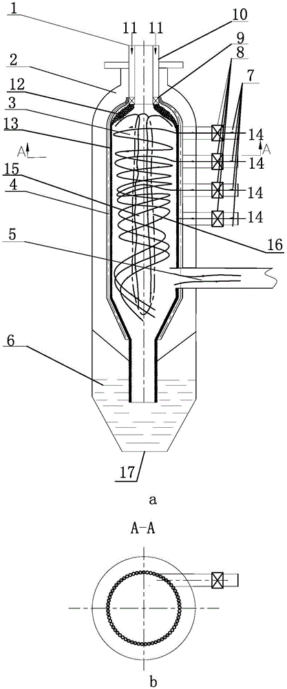 Device and method for gasifying pulverized coal through stratified strong rotation of gasifying agents along furnace height