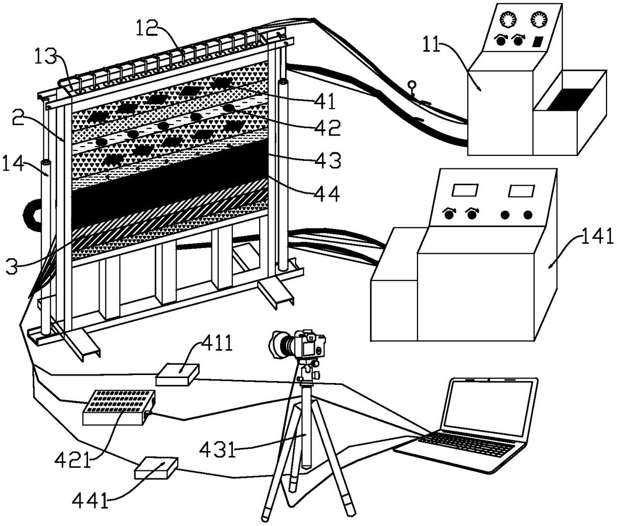 Similar reconstruction model experiment device and method based on three-dimensional geological prospecting