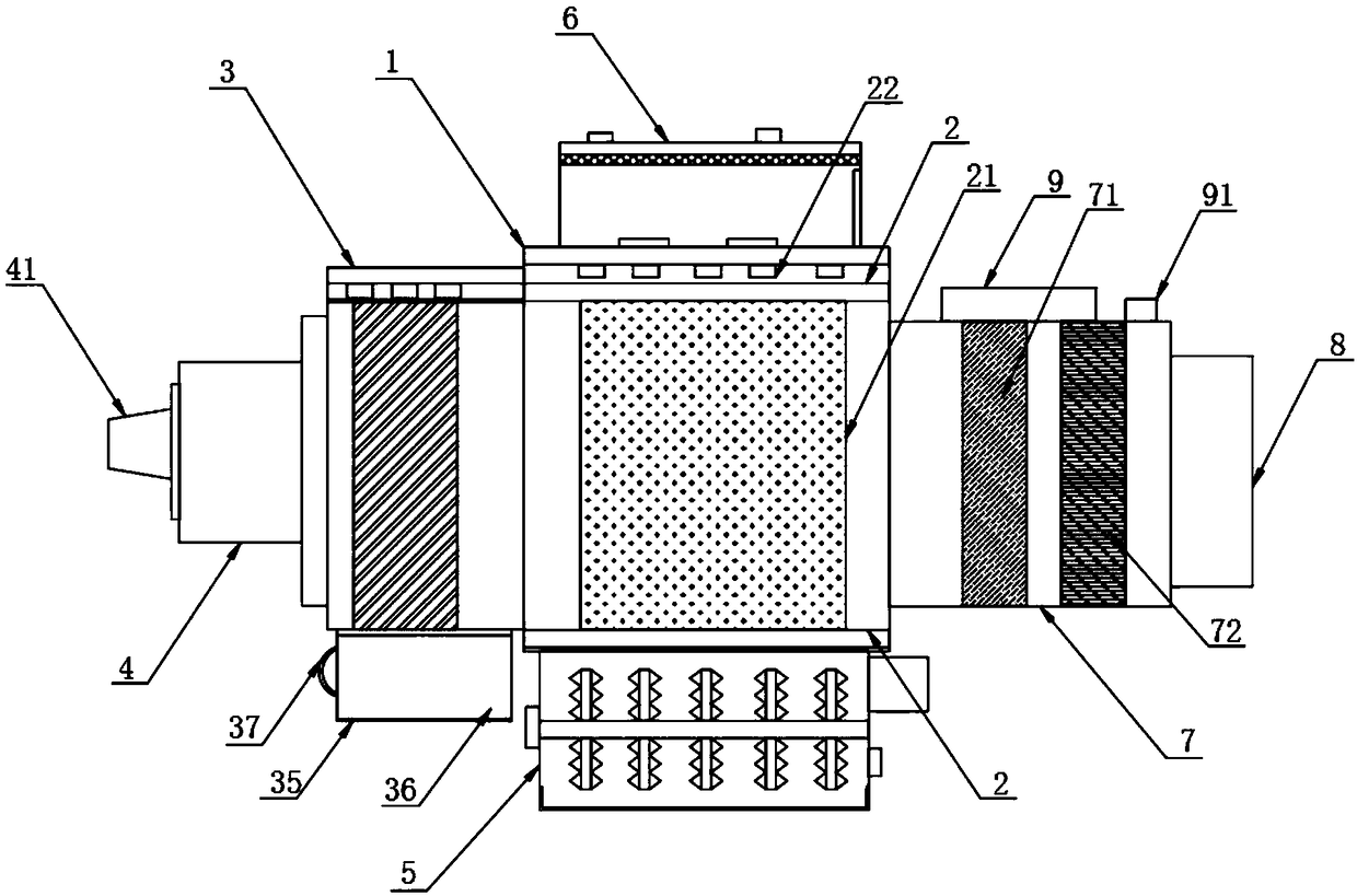 Device for fast treating exhaust gas through dominant microorganisms