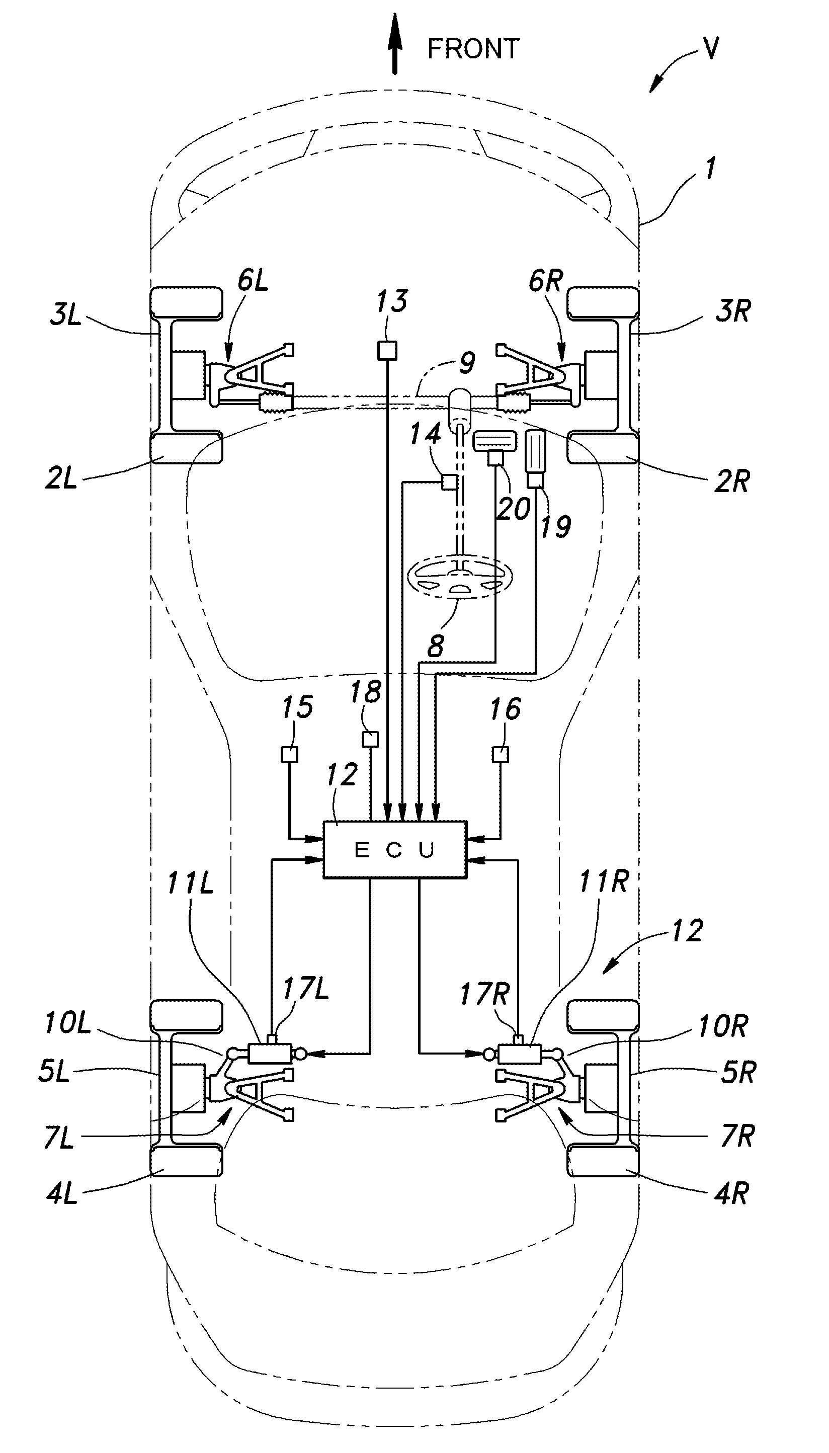 Rear wheel toe angle control system for a vehicle