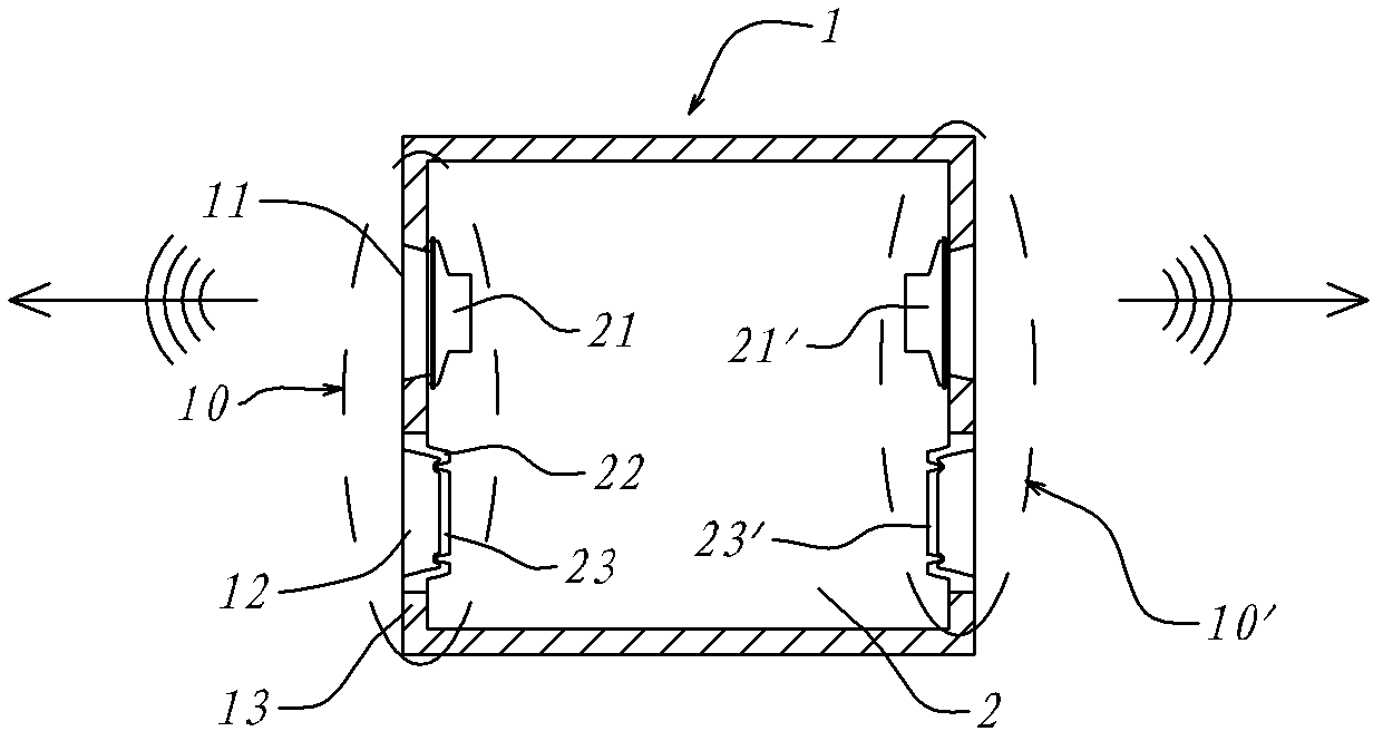 Mirror image vibration type loudspeaker box