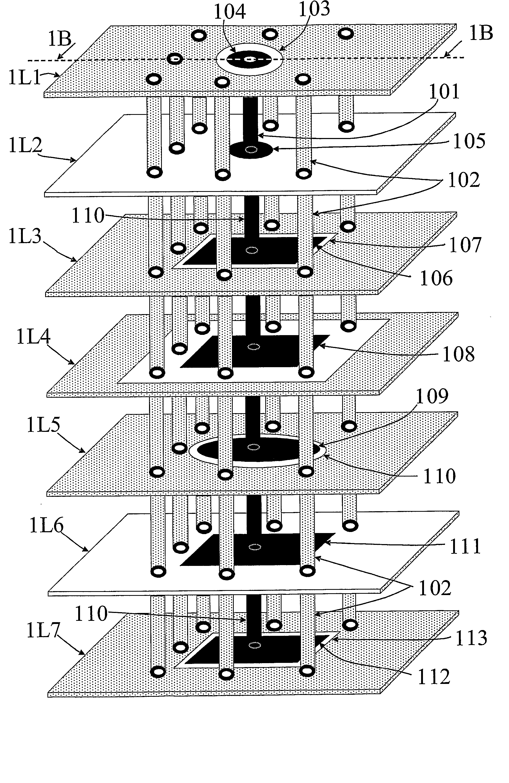 Composite Via Structures and Filters in Multilayer Printed Circuit Boards