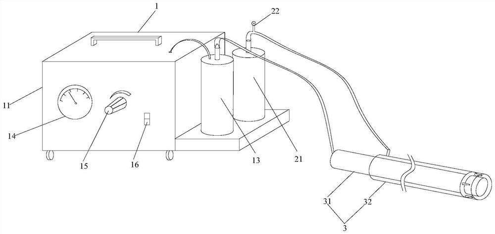 Oxygen supply and sputum suction device for respiratory medicine