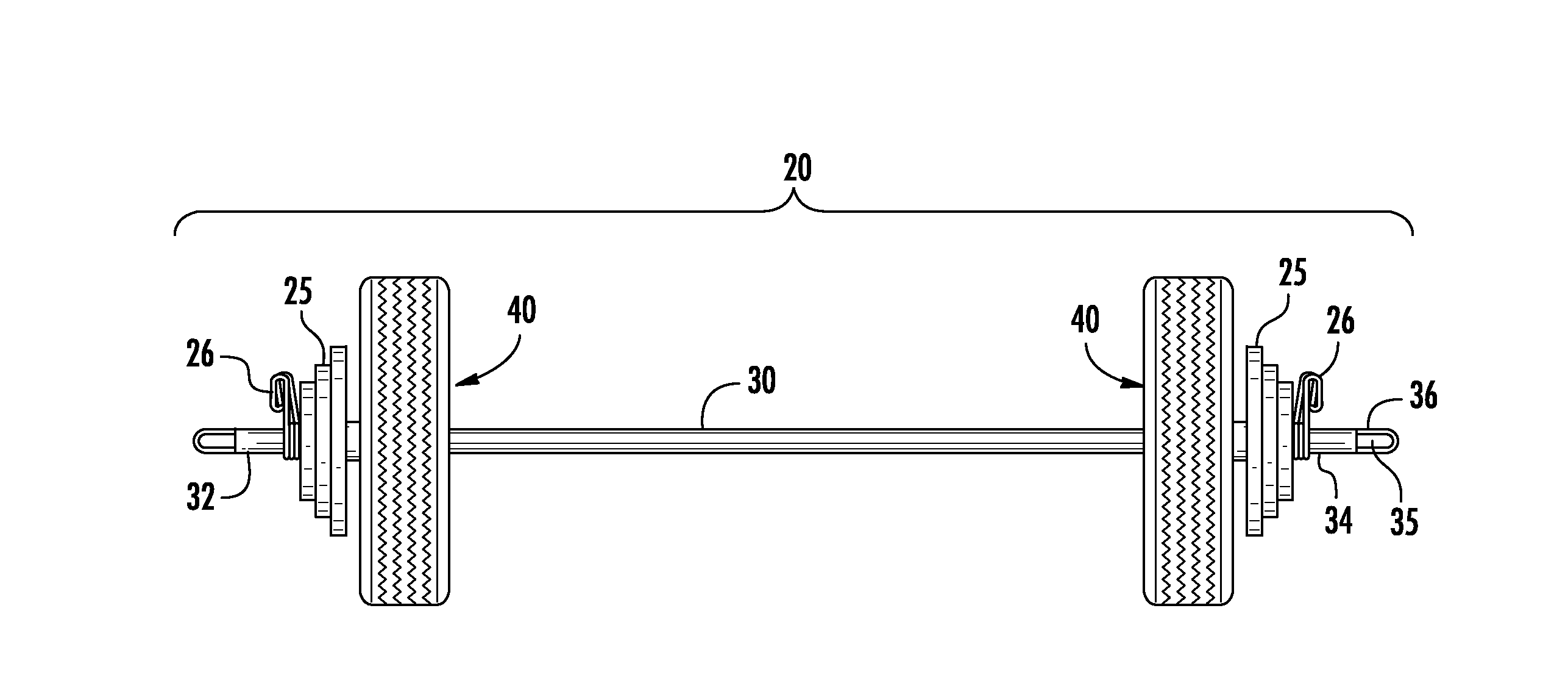 Barbell assembly having impact absorbing weights and swivel end