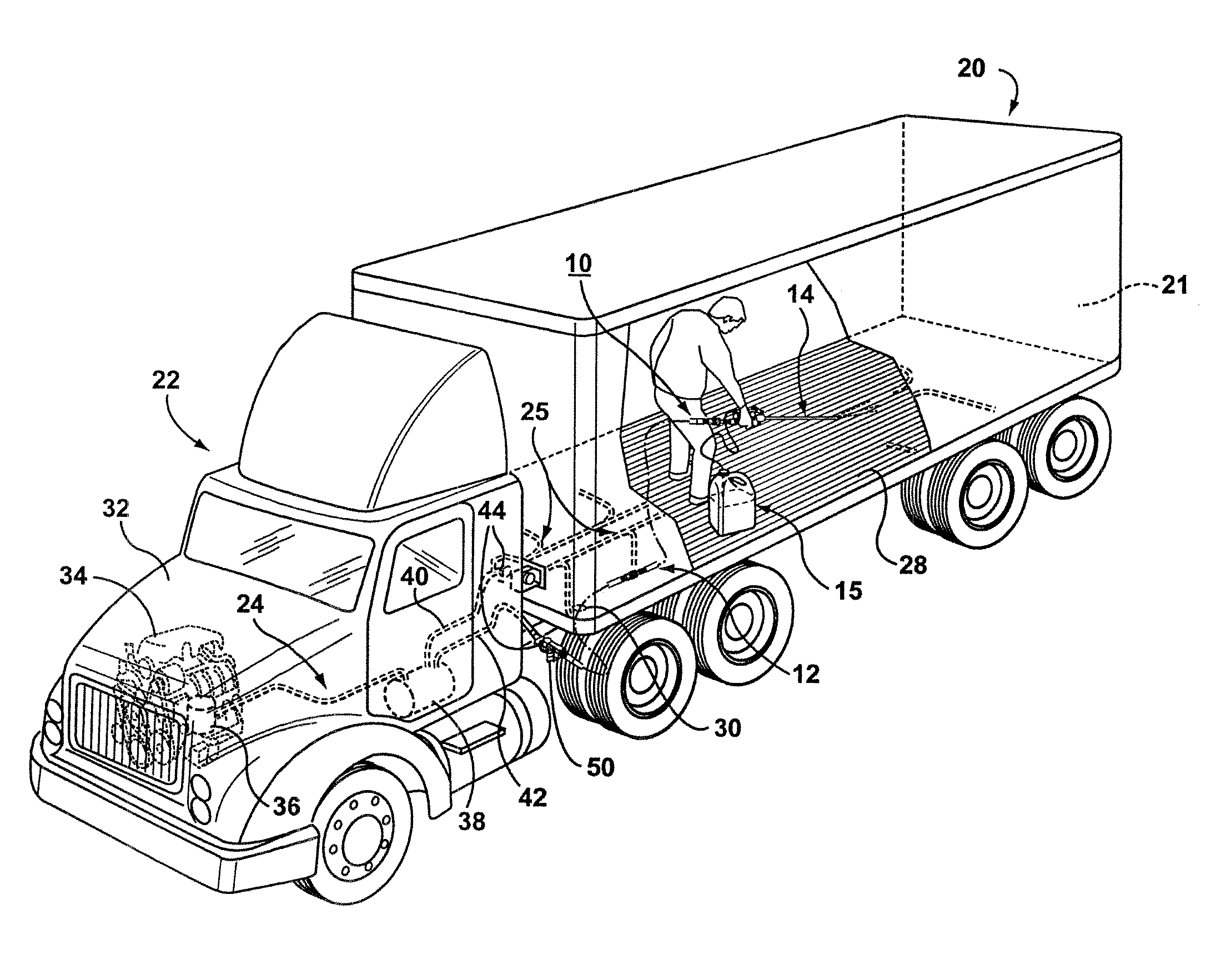 Apparatus and method for cleaning the interior of transport truck trailers