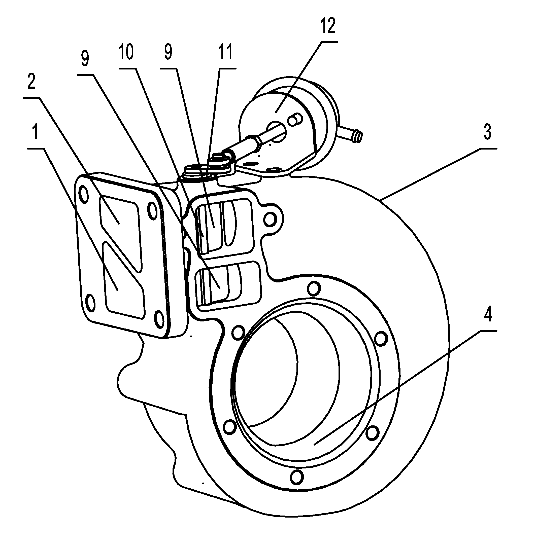 Volute device for turbine