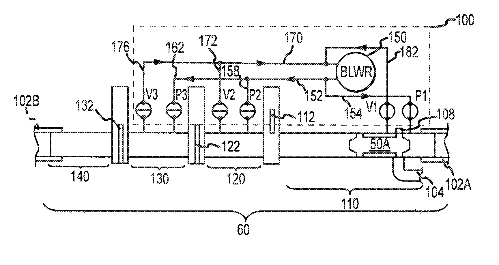 Air powered storage device for pneumatic transport system