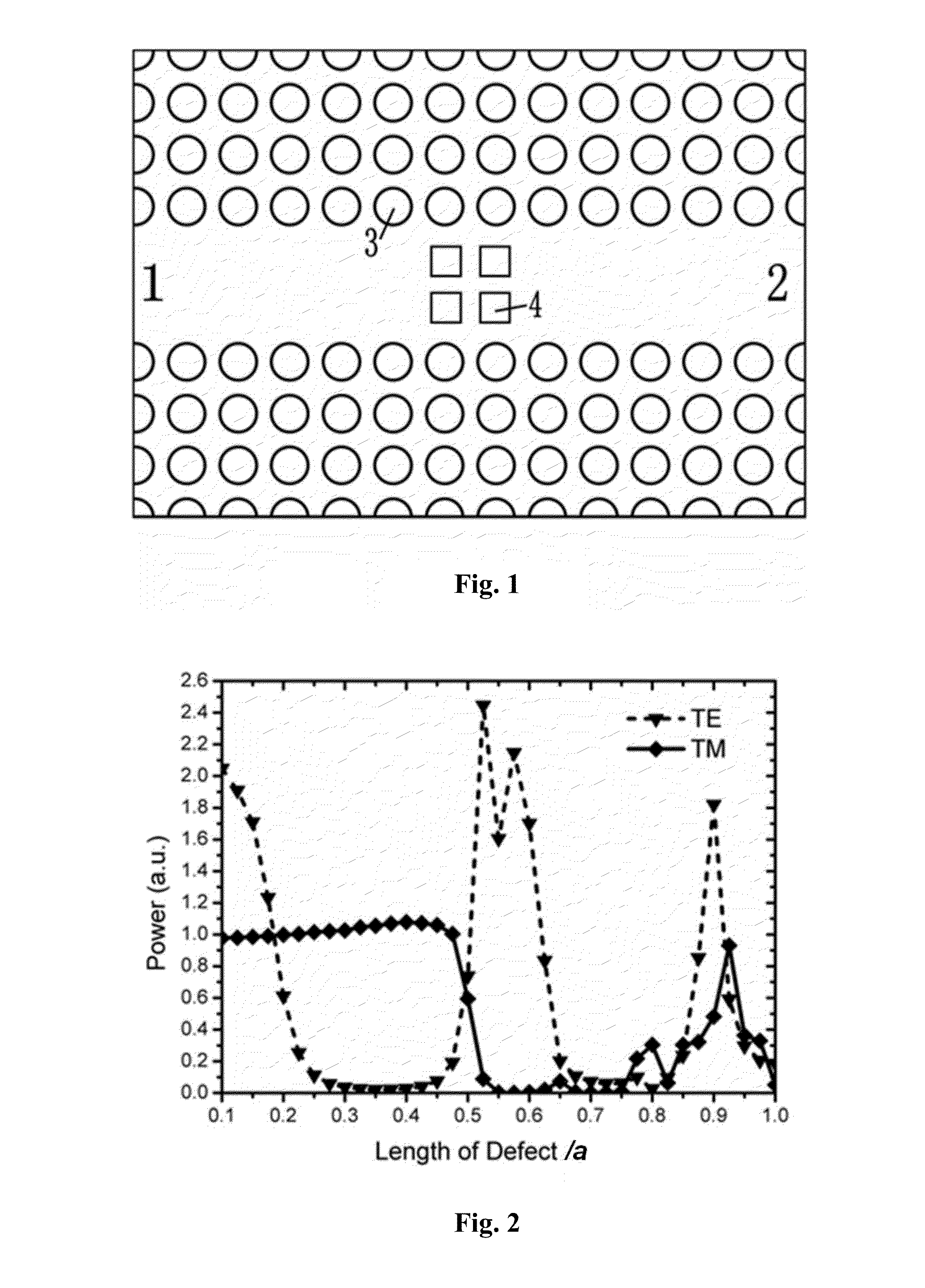 Te- polarization splitter based on photonic crystal waveguide