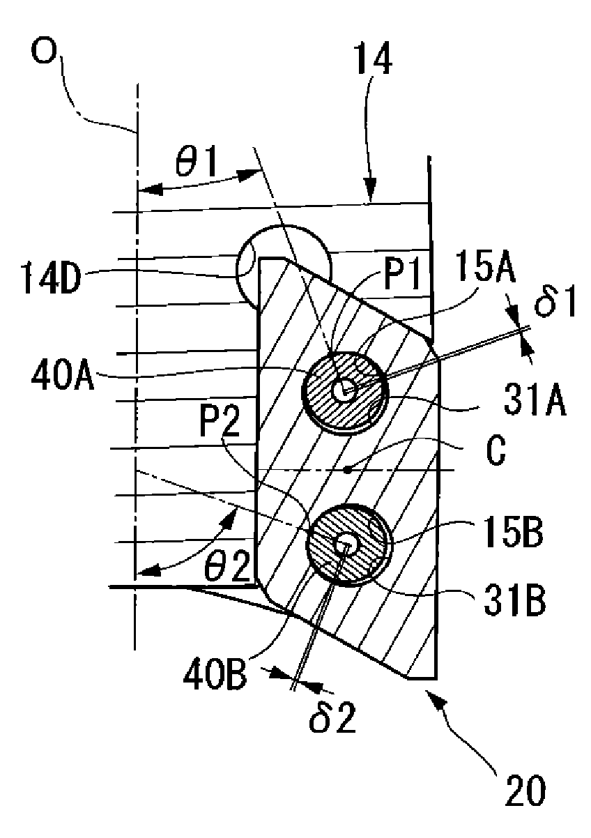 Insert type cutting instrument and insert, method for attaching insert to insert main body