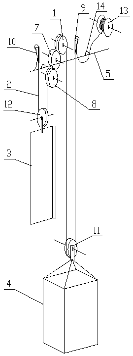 Two-to-one suspension ratio construction hoist arranged on elevator shaft traction machine and operation method thereof