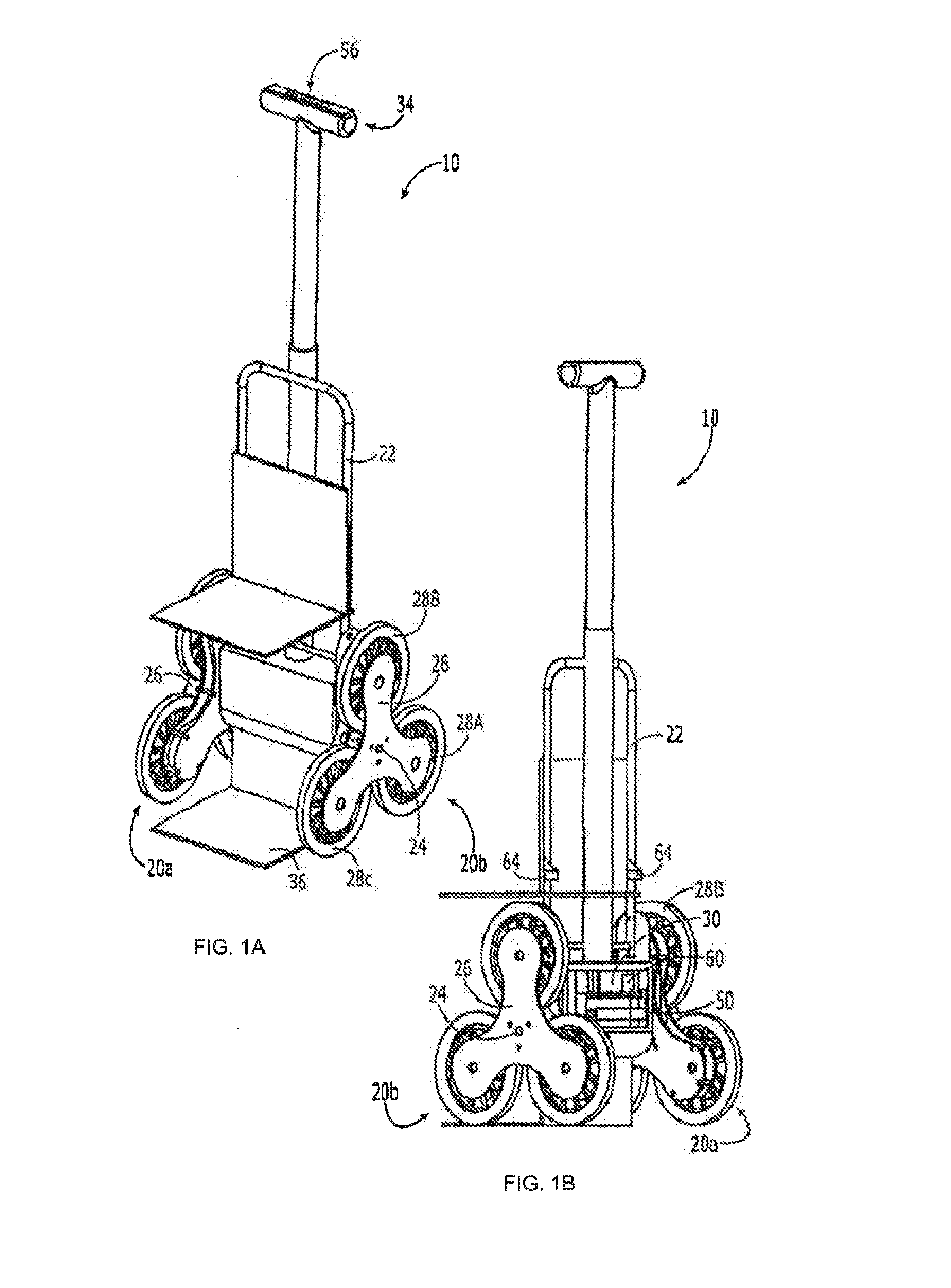 Stair climbing wheeled vehicle, and system and method of making and using same