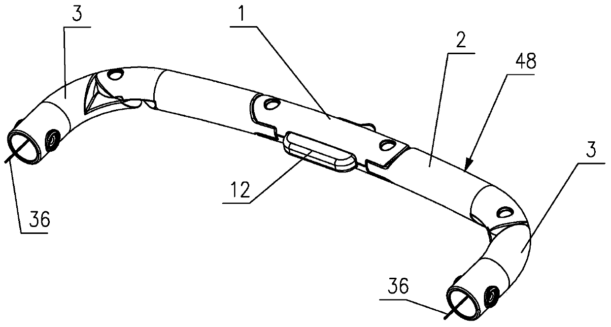 Hand folding mechanism and three-fold handle using the folding mechanism and cart thereof