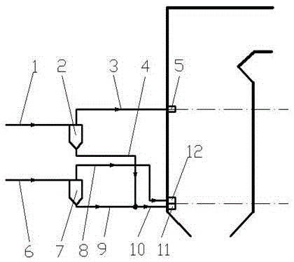 A device for separating and burning coarse and fine pulverized coal in a pulverized coal pipeline