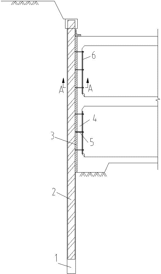 Underground structure outer wall superposed wall adopting HCMW construction method and construction method thereof