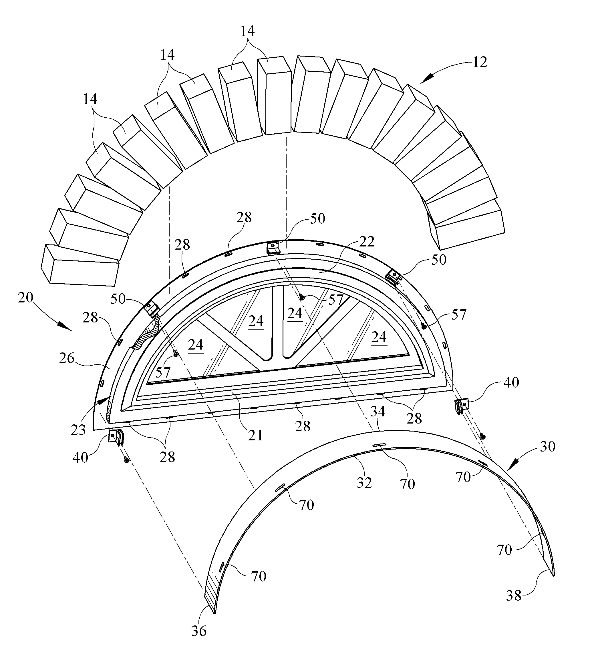 Removable arch form assembly and method of installing