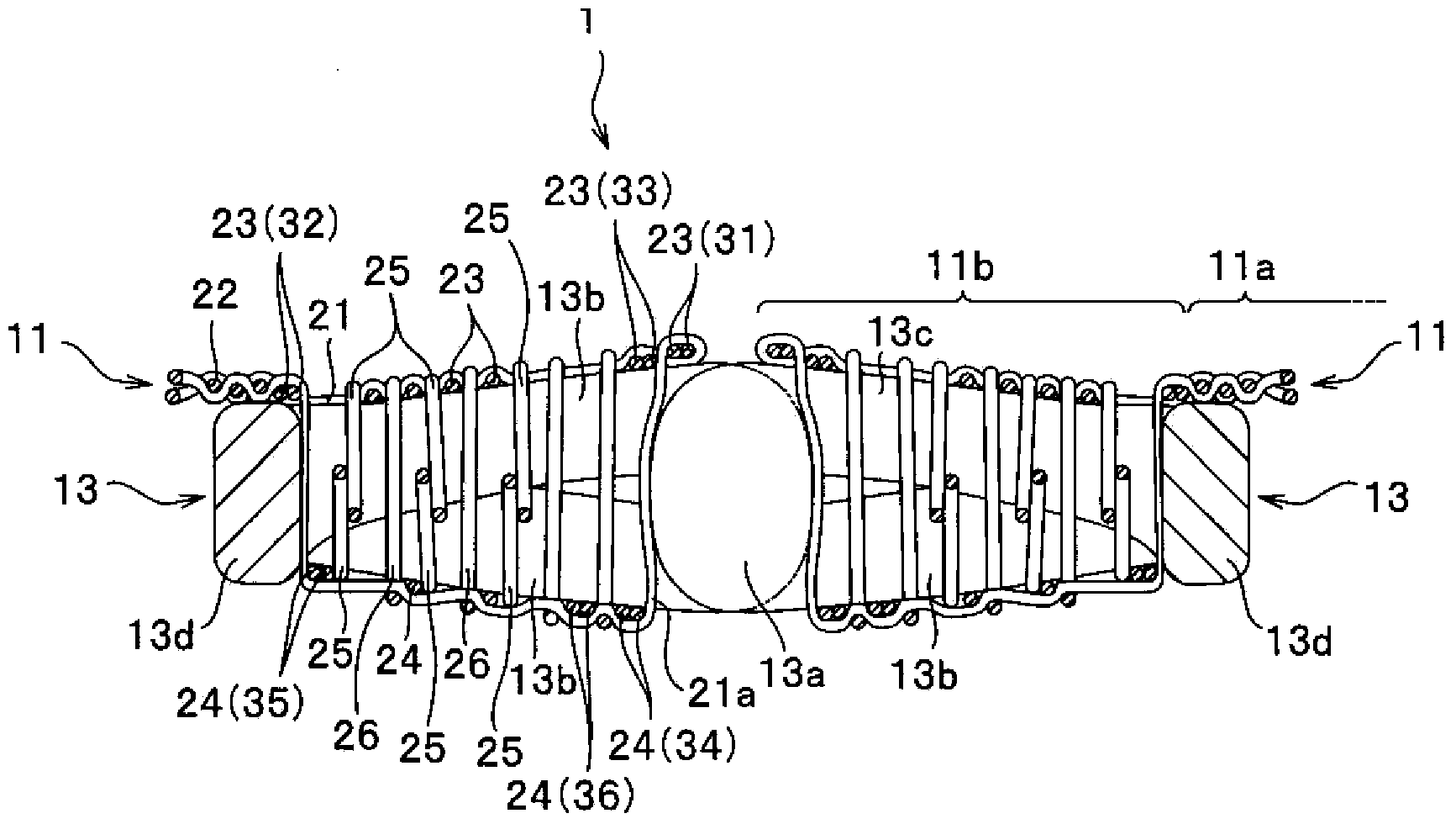 Woven fastener stringer and slide fastener