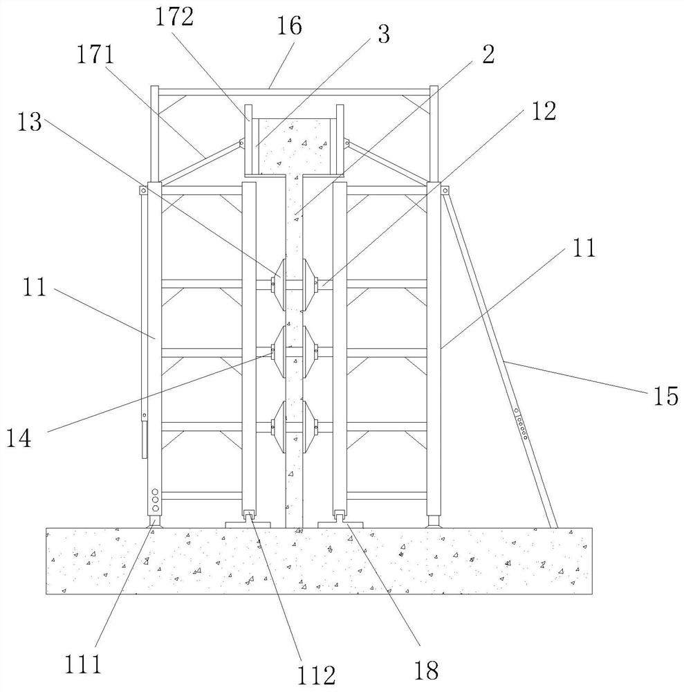 Movable scaffold suitable for monitoring wall construction and monitoring wall construction method