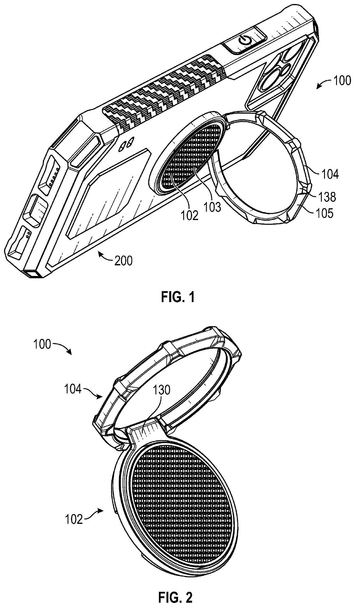 Interlocking magnetic device mount with foldable ring stand