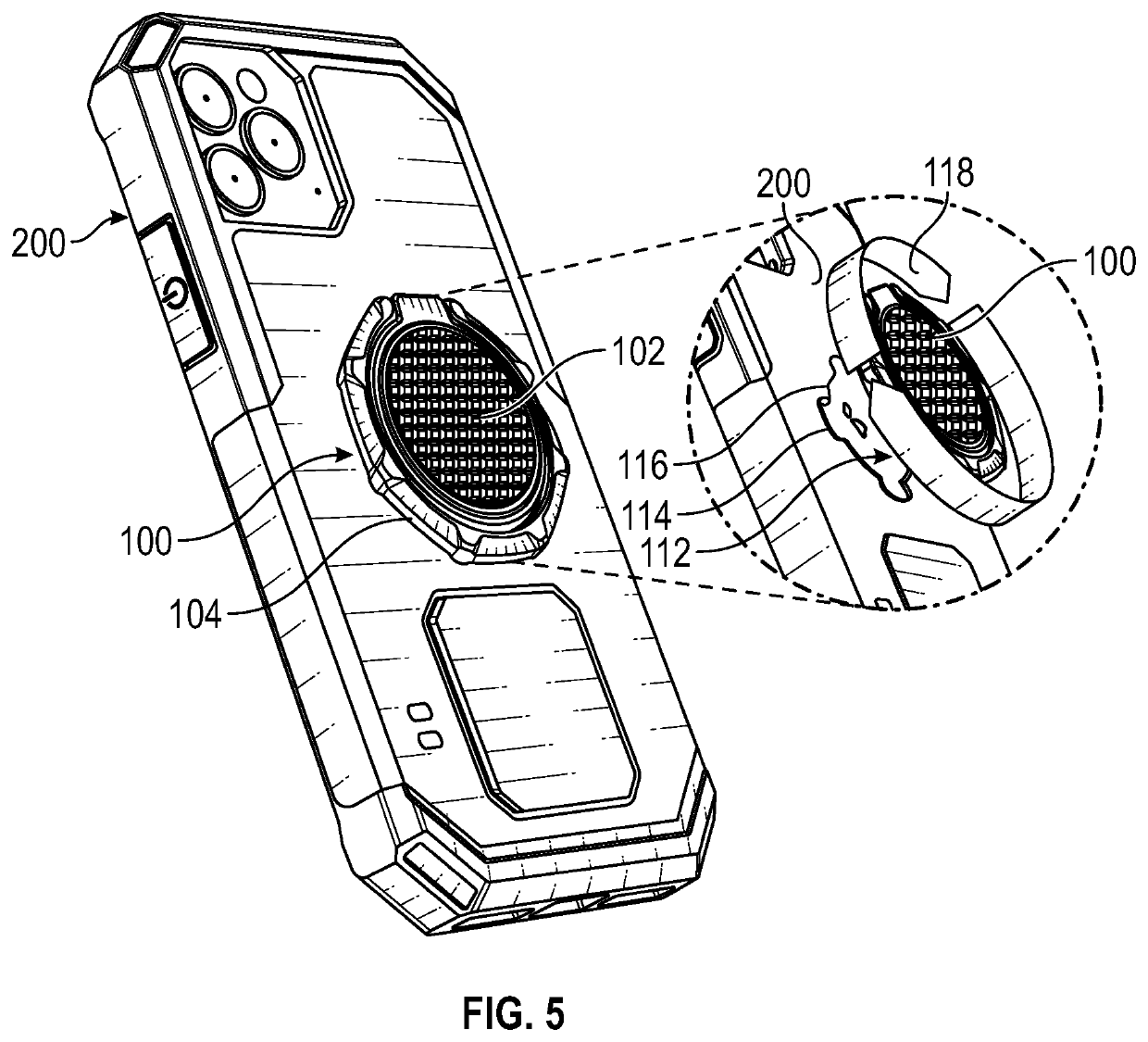 Interlocking magnetic device mount with foldable ring stand