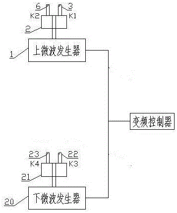 Main transformer regenerative respirator with frequency conversion control two-way microwave heating and using method