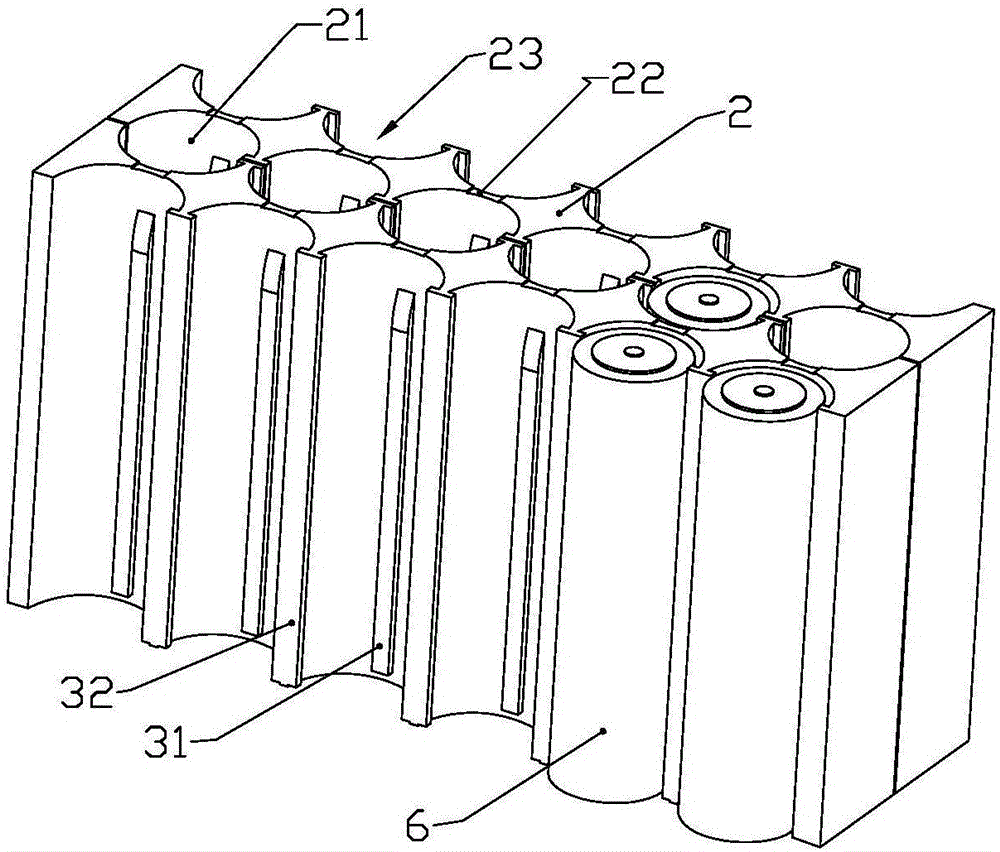 Cylindrical lithium battery core bracket and power battery pack