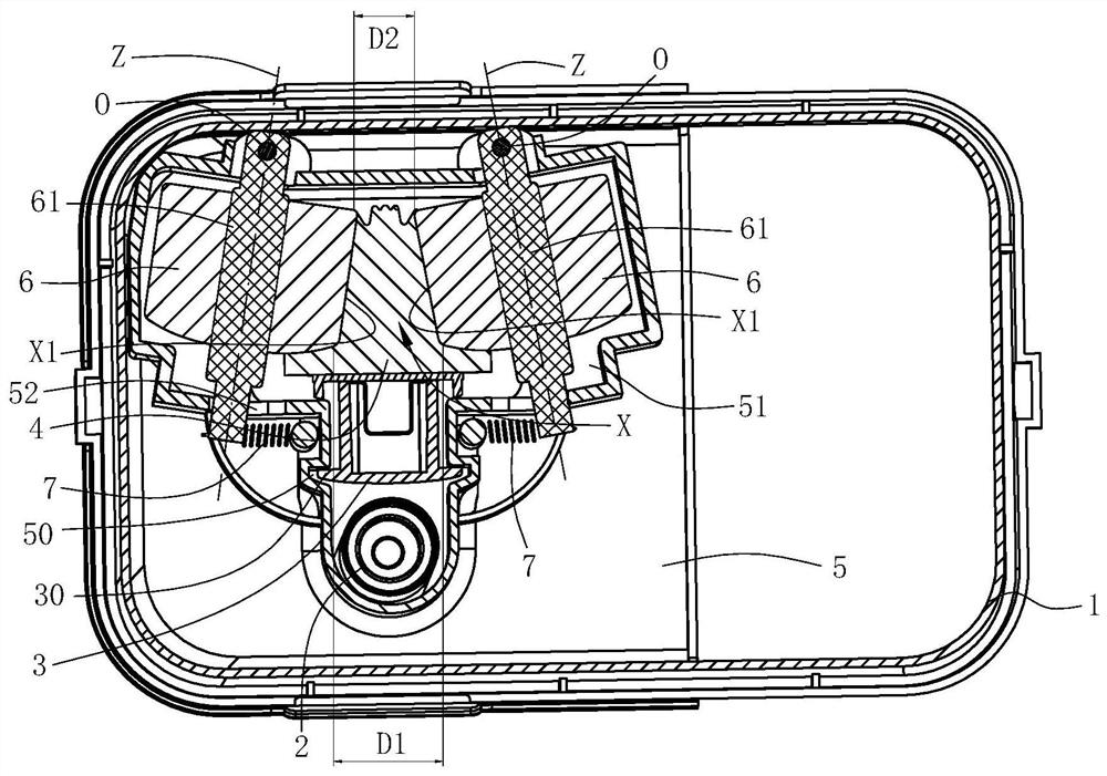 Double-side-squeezing water squeezing device, cleaning tool and self-squeezing foamed cotton mop