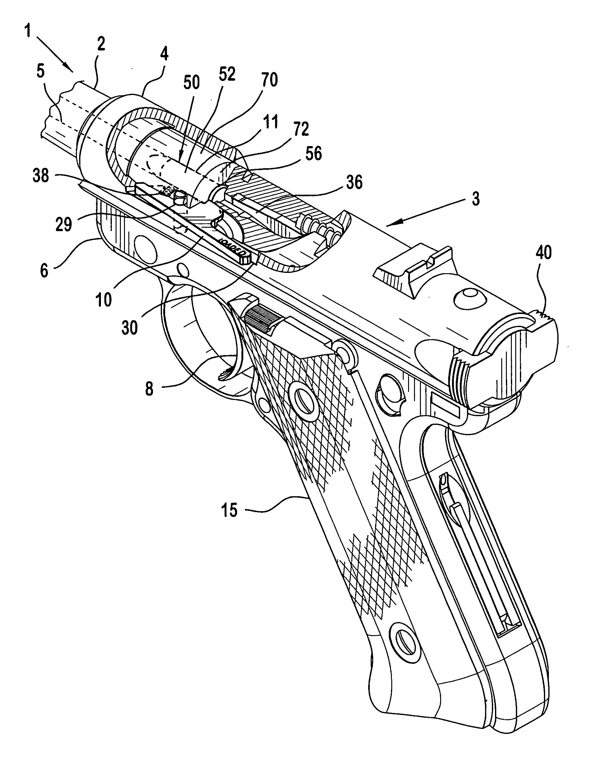 Method for indicating loaded firearm chamber pistol with loaded chamber indicator