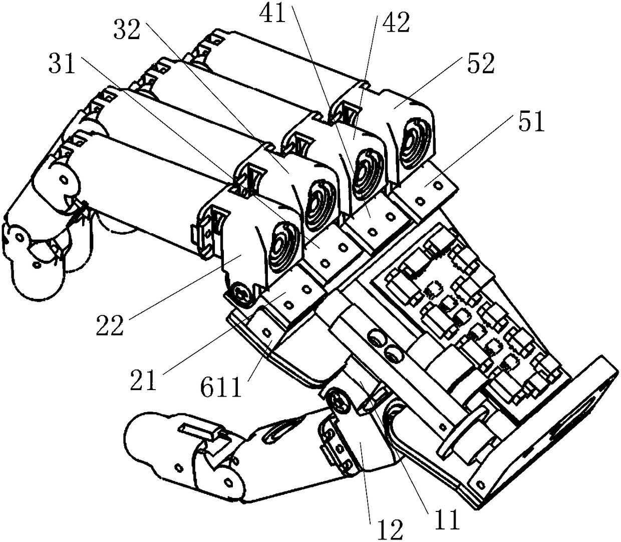 Underactuated lightweight human-simulated five-finger dexterous hand