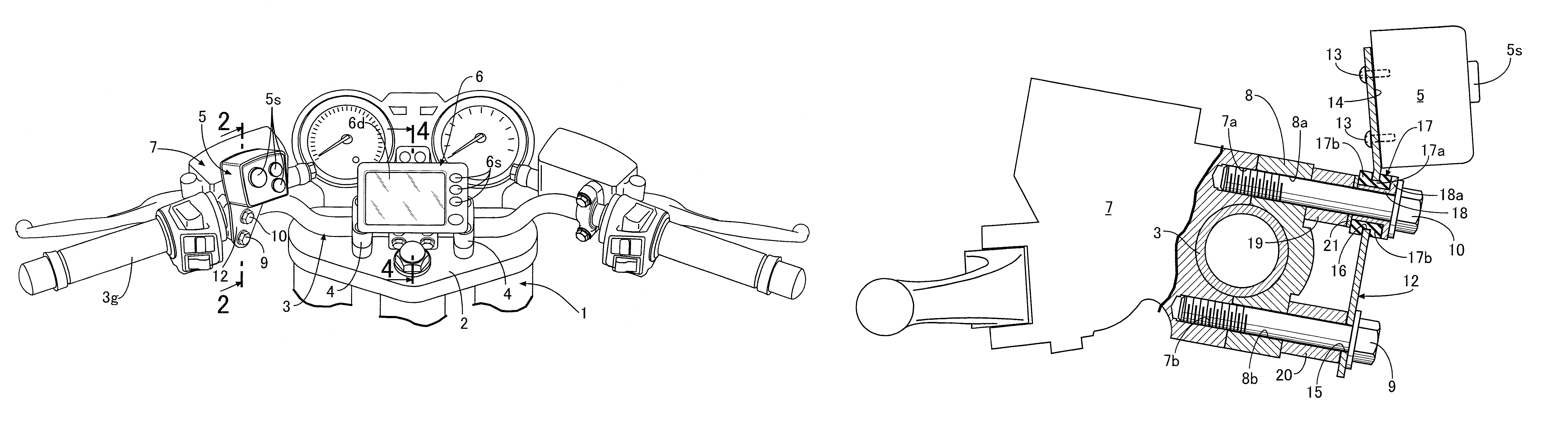 Electrical device mounting structure on a motorcycle