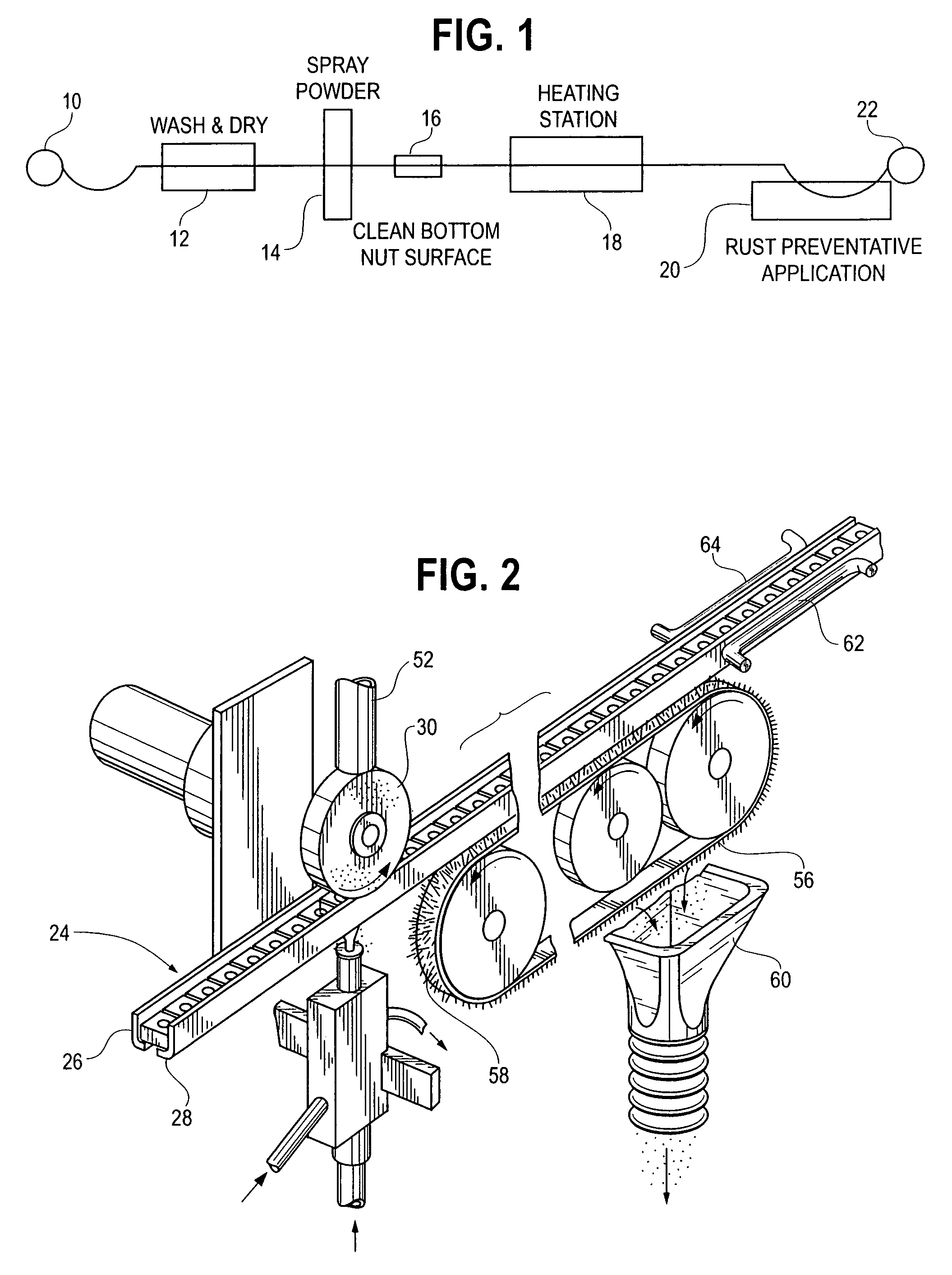 Process and apparatus for the application of fluoropolymer coating to threaded fasteners