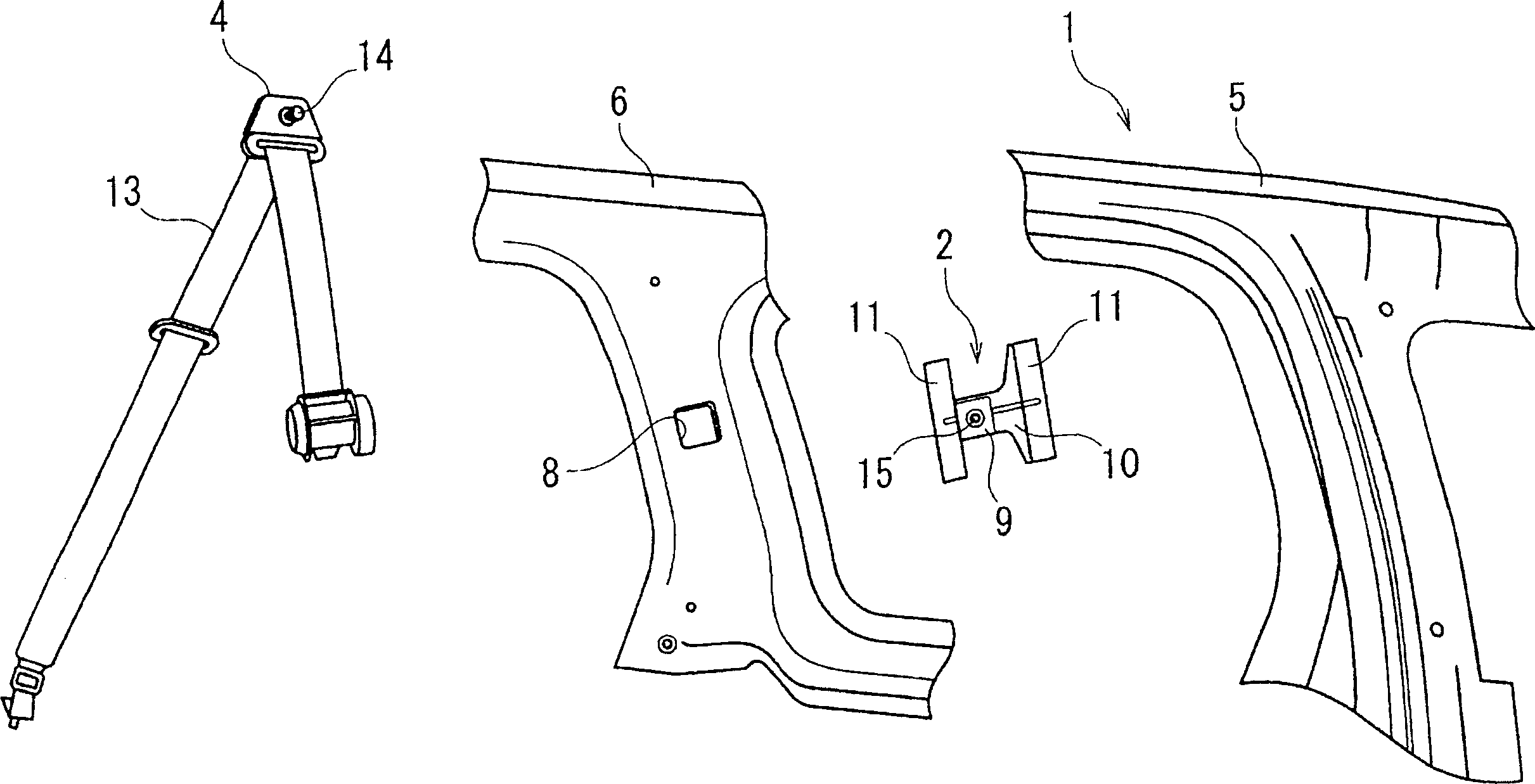 Mount structure of safety belt fixing element