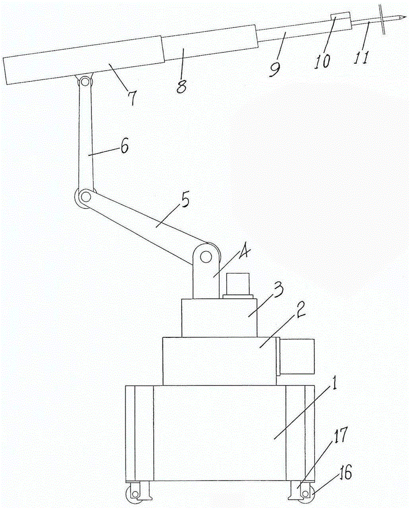 Wheel type air pick energy storage coke removing machine