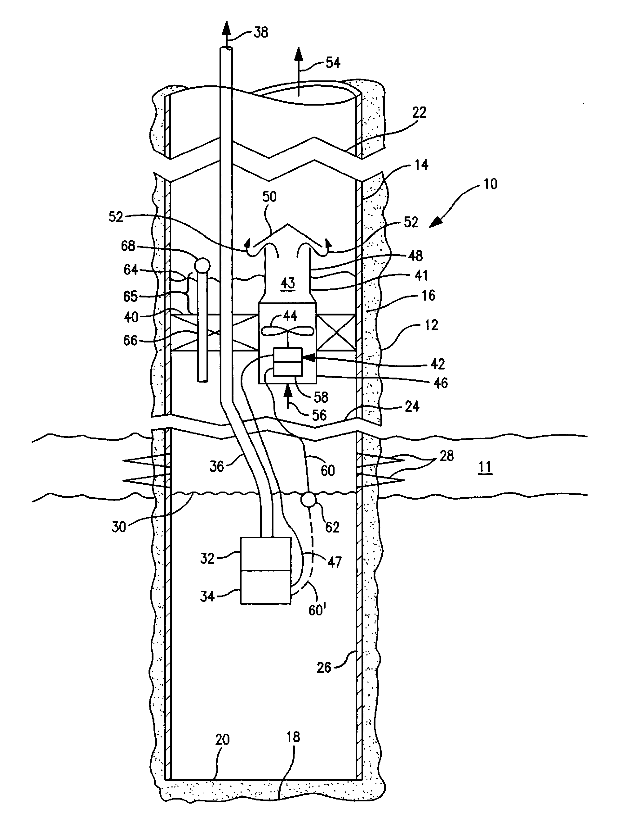 Downhole gas flow powered deliquefaction pump