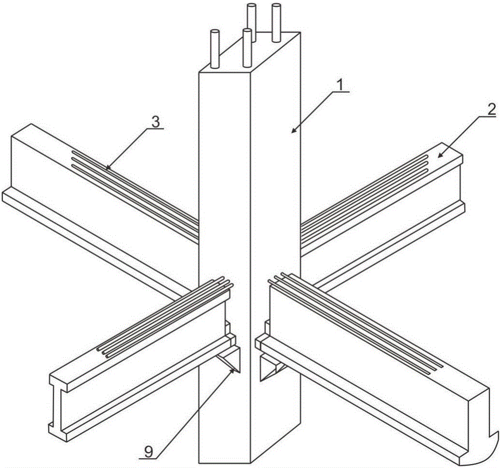 Prefabricated assembly type beam column joint connecting process