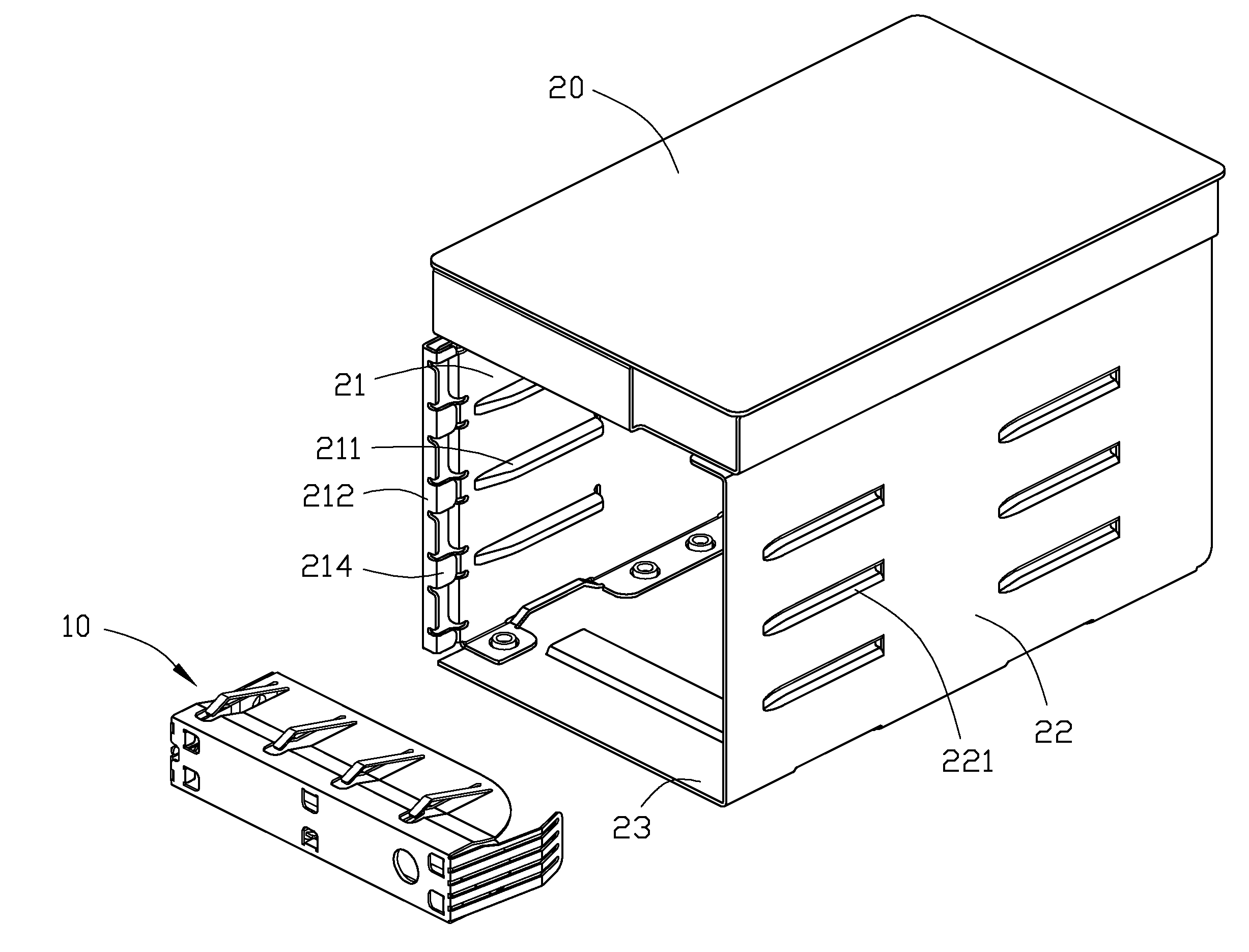 Disk drive cage with shielding member