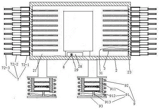 Transformer with cooler provided with shock absorption feet, telescopic outer fins and detachable inner fins