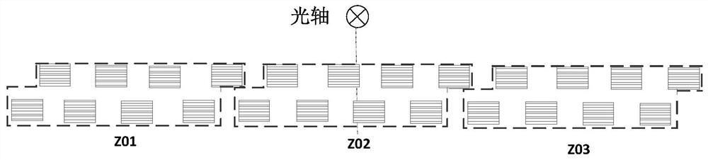 Geometric calibration method and device for multi-focal-plane spliced large-view-field off-axis camera