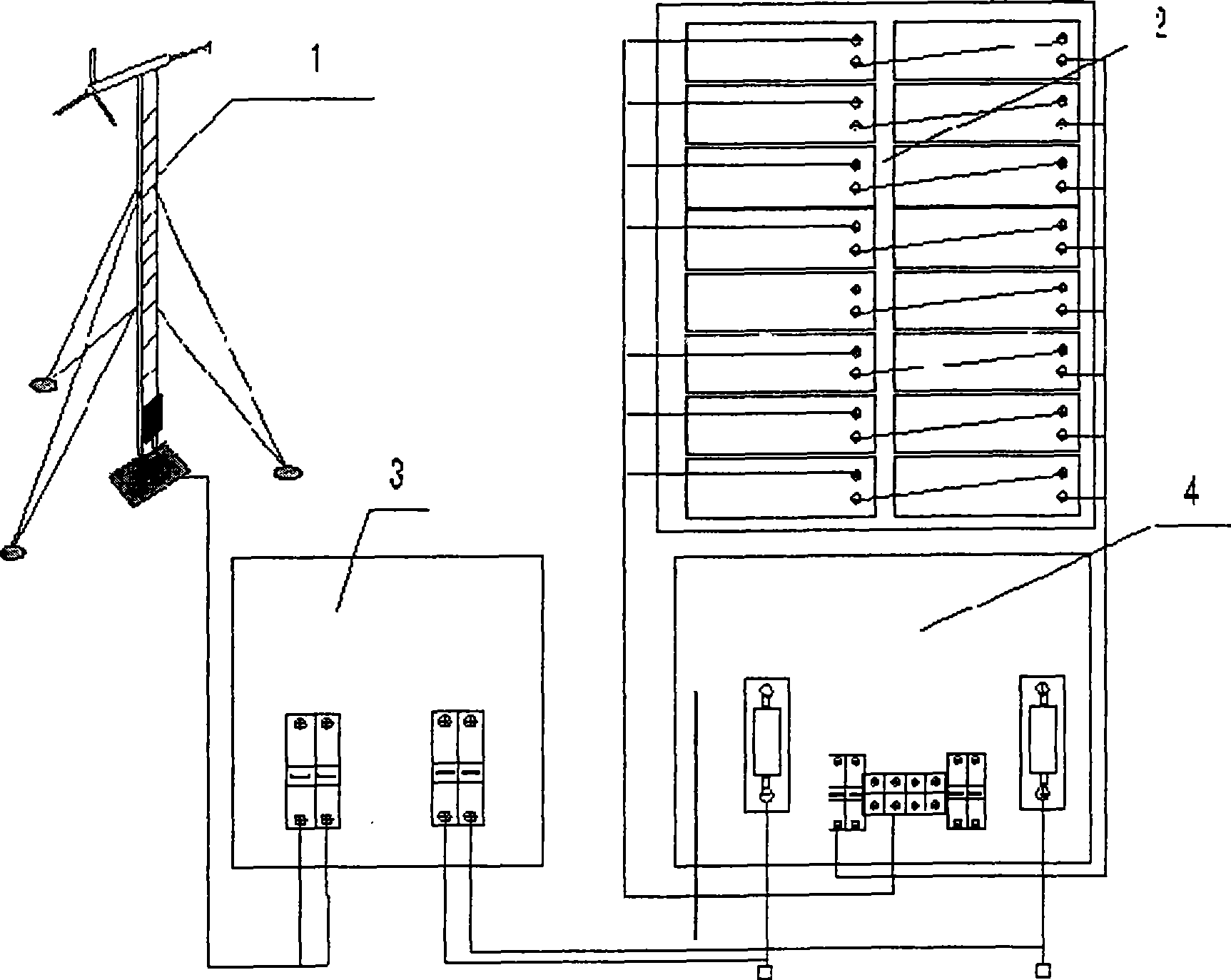 Control and protection device of aeration aerating machine with wind and solar mutual-complementing power supply