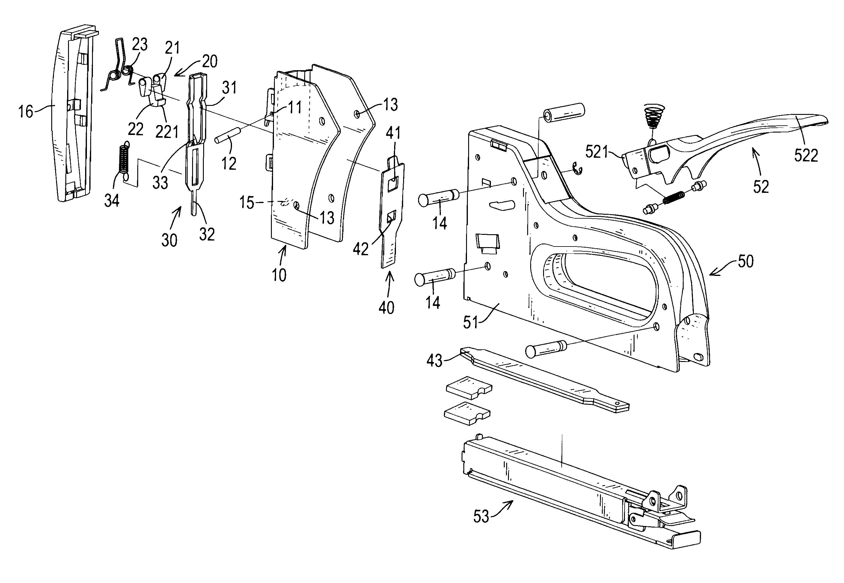 Latch assembly for a staple gun