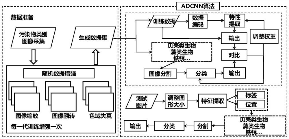 Underwater multi-degree-of-freedom intelligent decontamination device and method based on image recognition