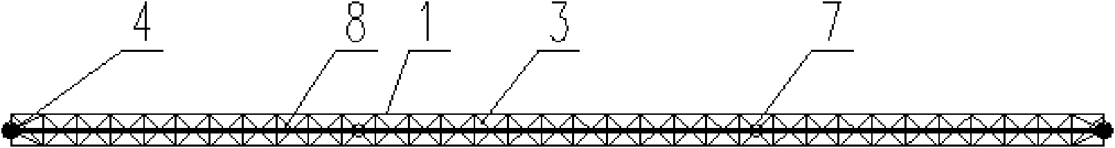 Roof with rectangular plane, super-long span and prestressed space tube truss structure and manufacturing method