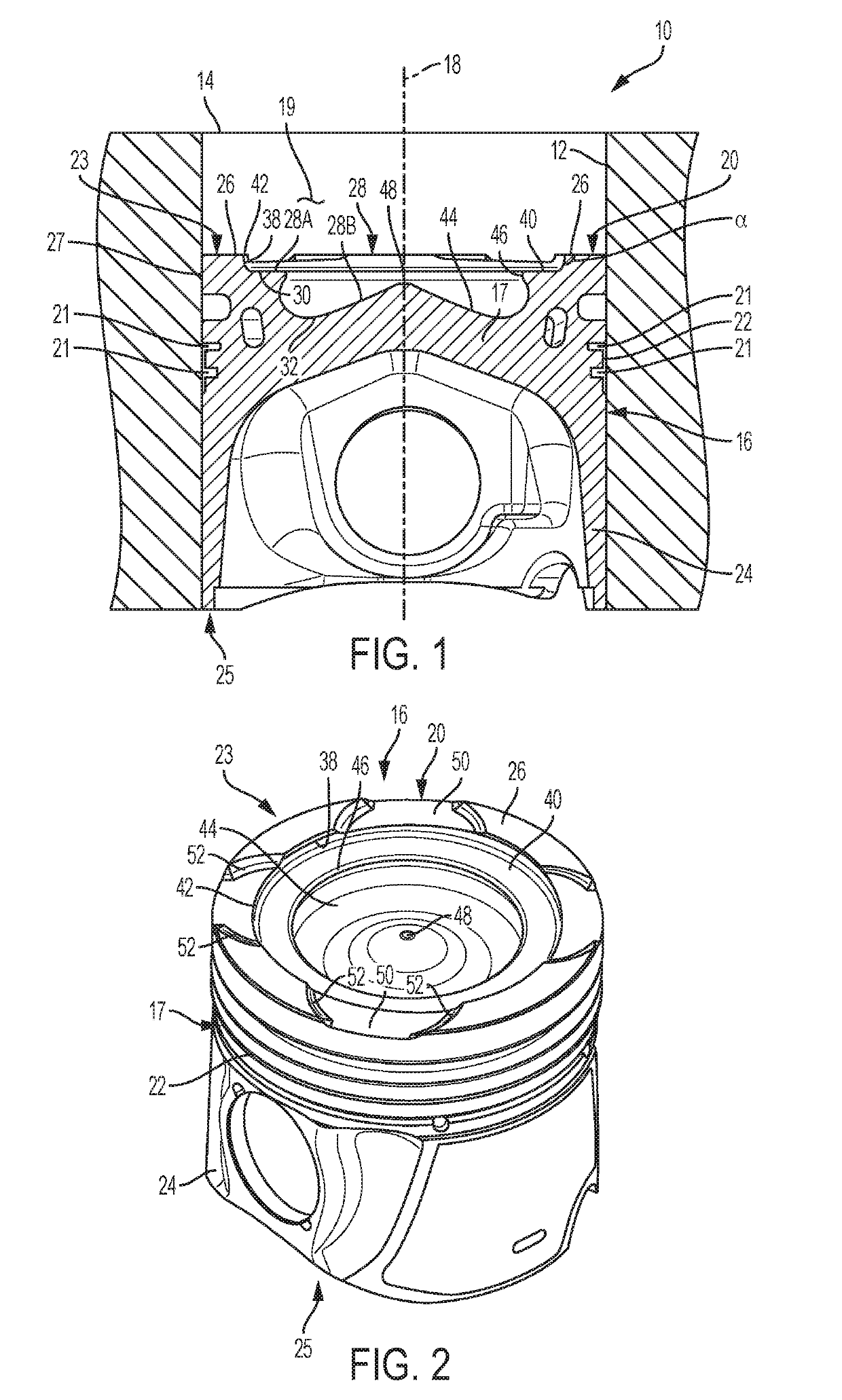 Diesel piston with sharp-step profile