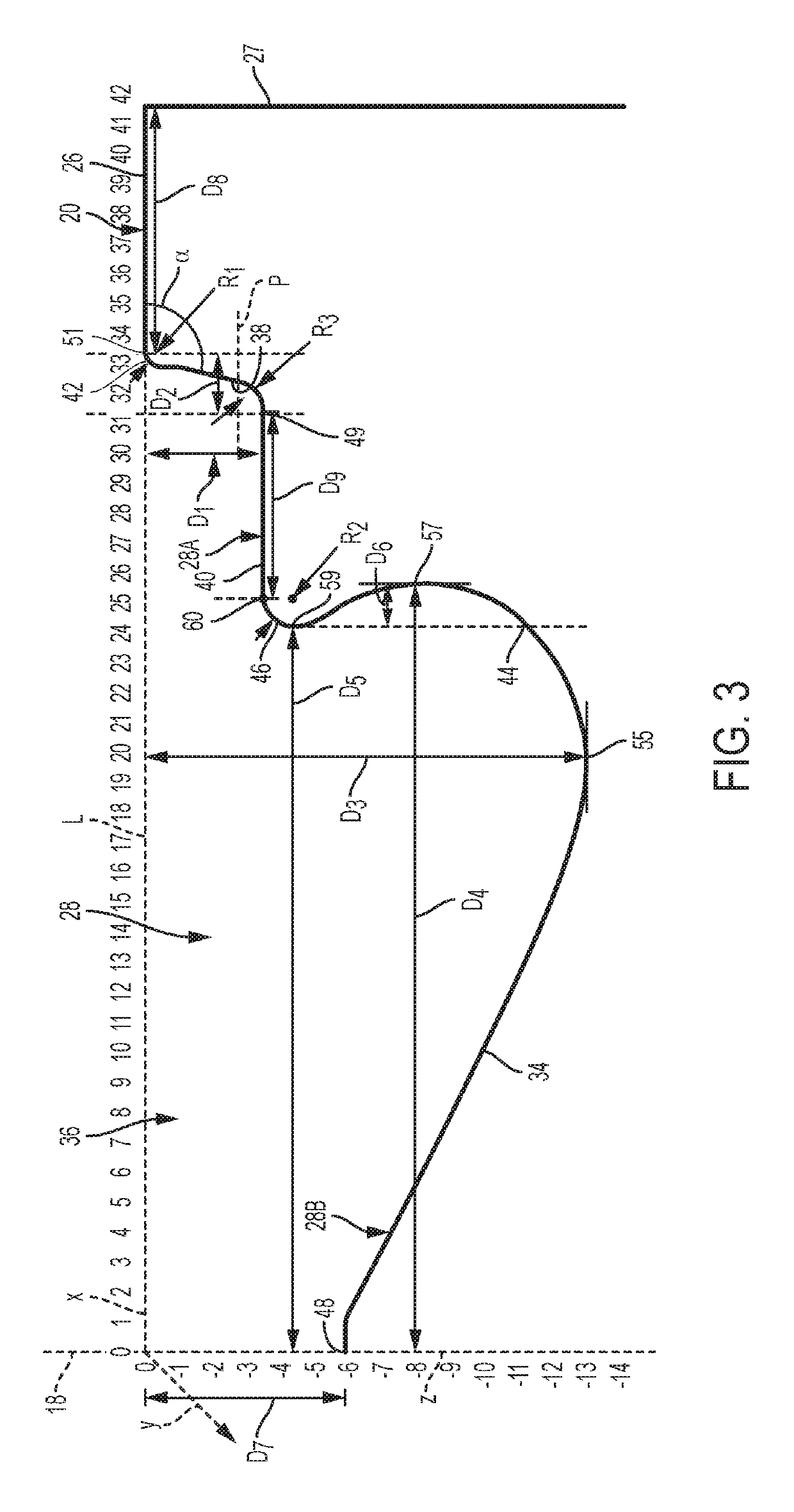 Diesel piston with sharp-step profile